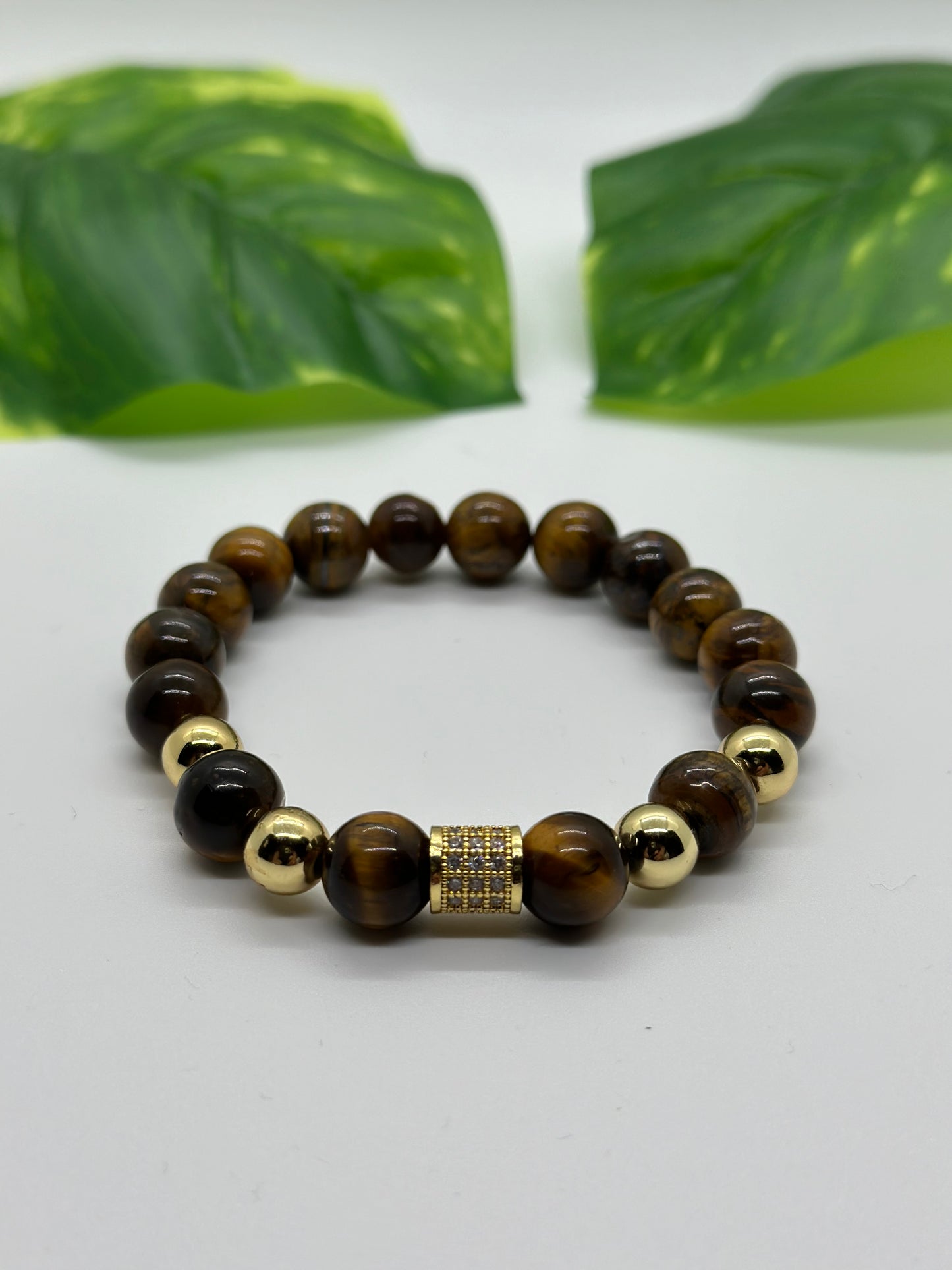 Brown Tiger Eye with Gold Hematite